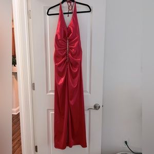 Onyx nite red halter prom dress